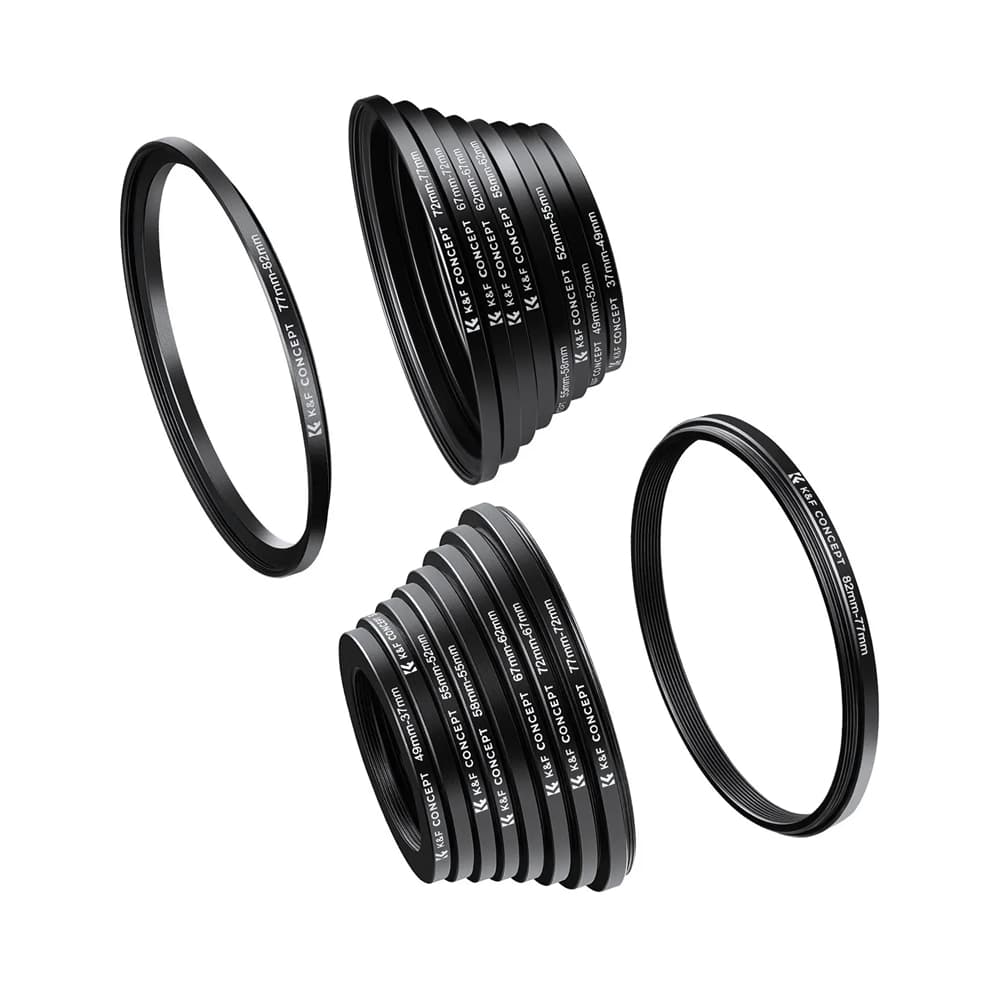 Kit 18 Anéis Adaptadores Para Filtro Step Up Step Down K&f 02