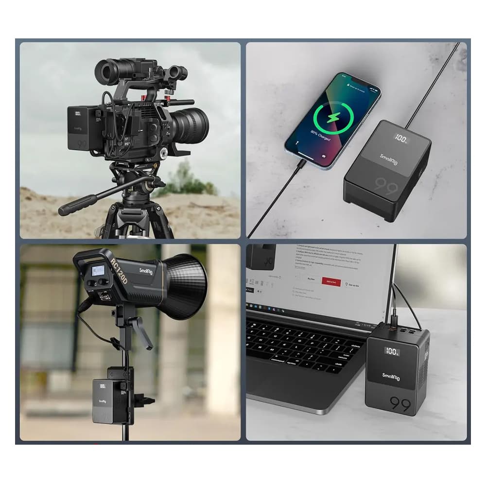 Bateria Smallrig Vb99 V Mount 99wh 6700mah Com Usb C De Carga Rápida Para Câmeras 02
